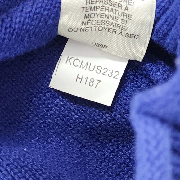 DKNY Sweater Womens M Blue 3 Button up Cardigan Embellished Detail Cotton Preppy - Picture 7 of 11